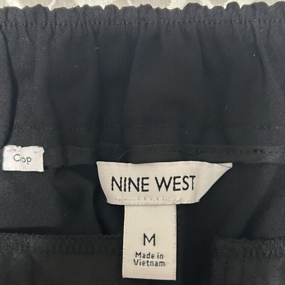Nine West Pants Women M Black Pull On Crop Relaxed Mid Rise Preppy Office NWT - Picture 4 of 15